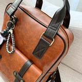 Buylor Women Backpack Retro PU Leather Student School Bag Waterproof