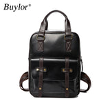 Buylor Women Backpack Retro PU Leather Student School Bag Waterproof