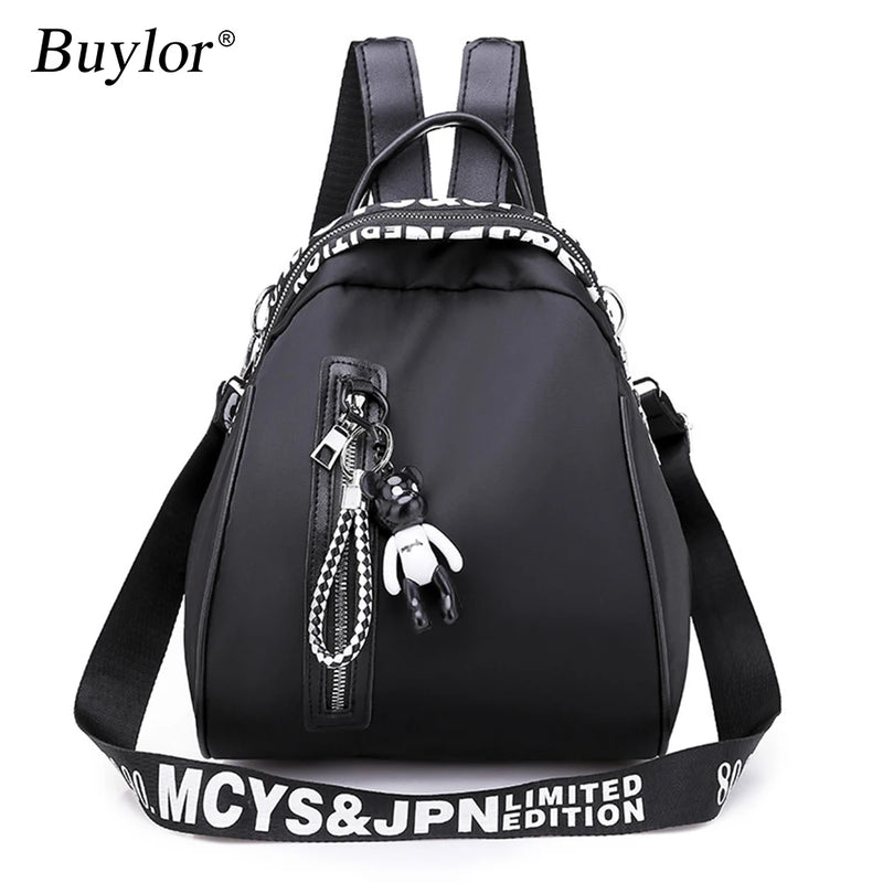 Buylor Women Backpack Waterproof Nylon Zipper School Bag