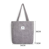 Buylor Shoulder Bag Corduroy Tote Bag Female Canvas Eco Reusable Bag