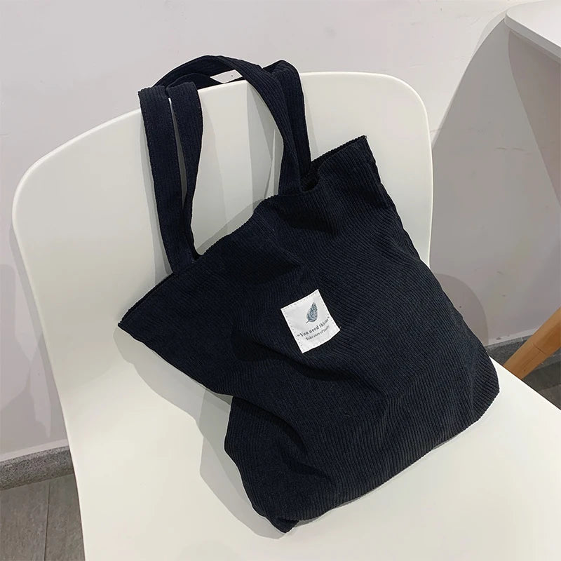 Buylor Shoulder Bag Corduroy Tote Bag Female Canvas Eco Reusable Bag