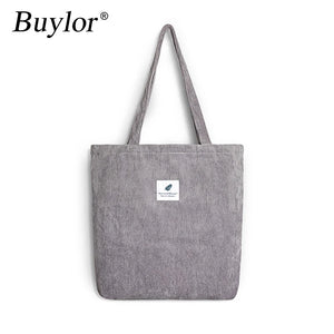 Buylor Shoulder Bag Corduroy Tote Bag Female Canvas Eco Reusable Bag