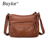 Buylor Women Shoulder Bag PU Leather Messenger Bag Large Capacity