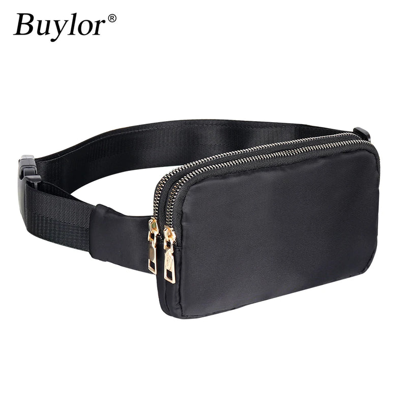 Buylor Women Waist Packs Belt Bags Double Pouch Bum Hip Bag Shoulder Chest Pack