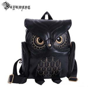 Gothic Owl PU Backpack Casual Travel Bag 3D Backpack
