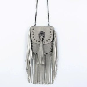 Square Flap Bag Crossbody Rivet Tassel Chain PU Leather