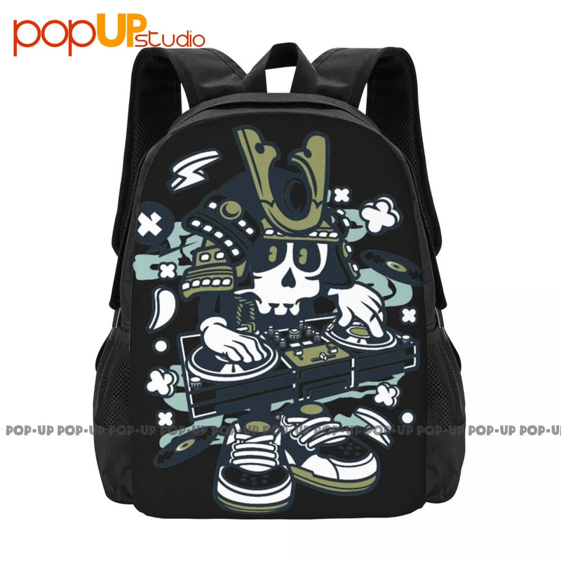 Samurai Dj Music Disco Club Backpack Large Capacity School Softback Shopping Bag