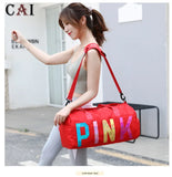 Women Laser Letter Sequin Wet Dry Travel Bag Sports Portable Shoulder Storage