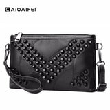 Retro Patchwork PU Leather Messenger Bag Rivet Small Crossbody