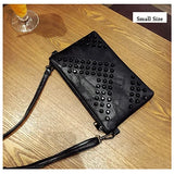 Retro Patchwork PU Leather Messenger Bag Rivet Small Crossbody
