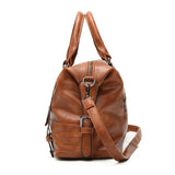 Retro Soft Oil Wax Leather Women Boston Bag Tassel Handbag