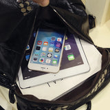 Vintage Soft Washed PU Leather Women Backpack Rivet Female Travel