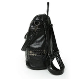Vintage Soft Washed PU Leather Women Backpack Rivet Female Travel