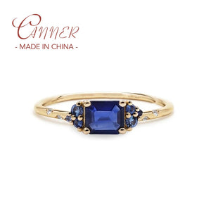 925 Silver Rectangle Zircon Wedding Ring for Lovers