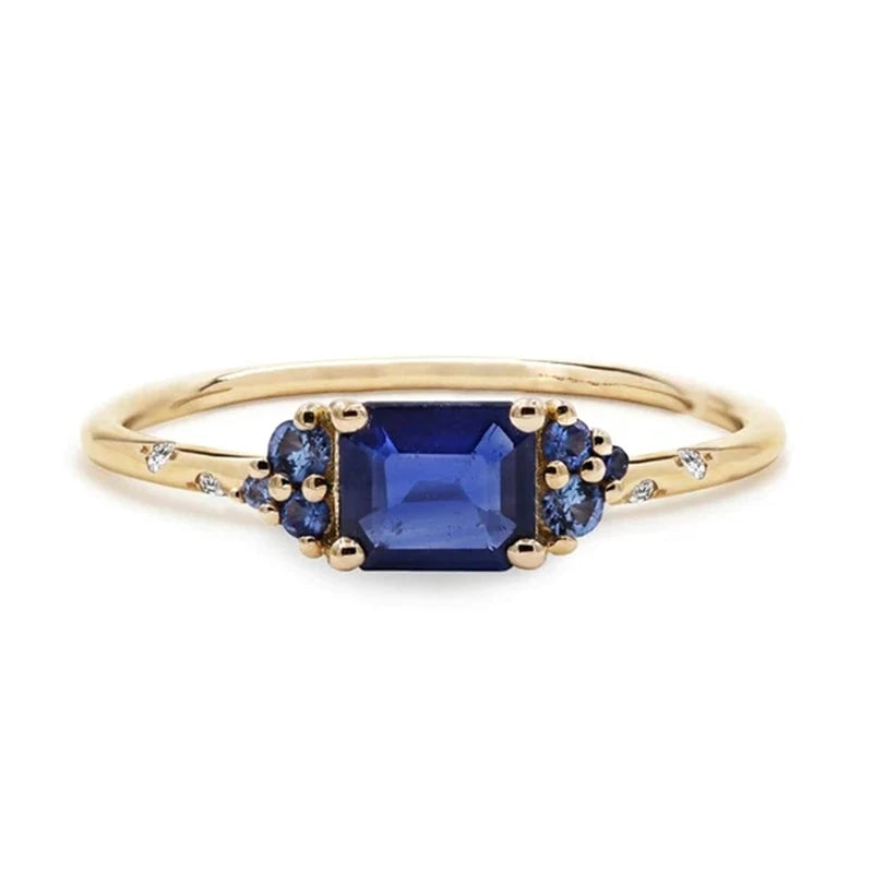 925 Silver Rectangle Zircon Wedding Ring for Lovers