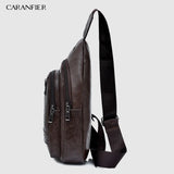 Waterproof PU Shoulder Bag Men'S Charging Bag USB Chest Bag Messenger Bag