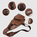 Men's Chest Bags Shoulder Messenger Bags PU Leather Zipper Soft Male Travel