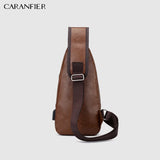 Men's Chest Bags Shoulder Messenger Bags PU Leather Zipper Soft Male Travel