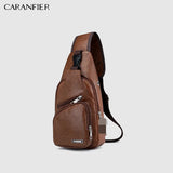 Men's Chest Bags Shoulder Messenger Bags PU Leather Zipper Soft Male Travel