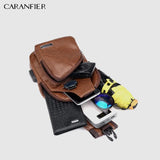 Men's Chest Bags Shoulder Messenger Bags PU Leather Zipper Soft Male Travel