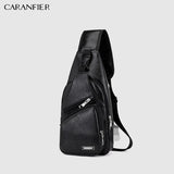Men's Chest Bags Shoulder Messenger Bags PU Leather Zipper Soft Male Travel