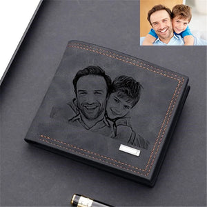 Personalized Engraved Photo Wallet for Men - Father's Day Gift