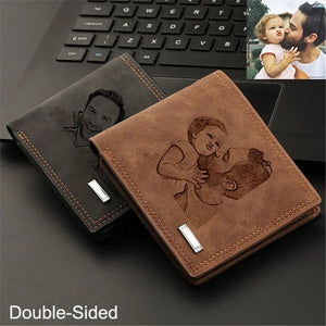 Personalized Engraved Photo Wallet for Men - Father's Day Gift