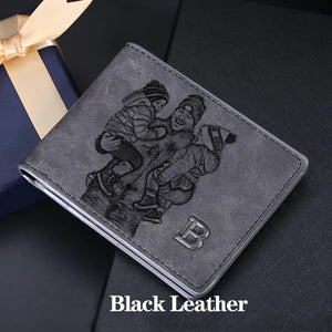 Custom Photo Engraved Short Wallet for Him - Personalized Men's Gift