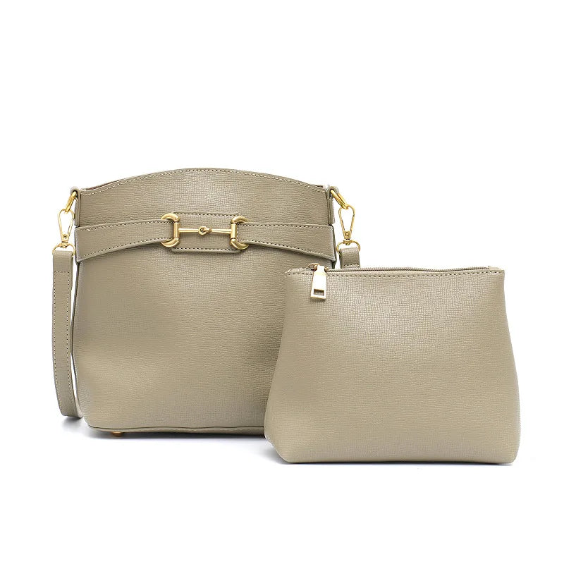 PU Leather Bucket Crossbody Bag Set with Shoulder Handbag for Women