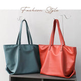 Women's Large Vegan Leather Tote Bag with Double Shoulder Straps
