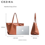 Women's Large Vegan Leather Tote Bag with Double Shoulder Straps