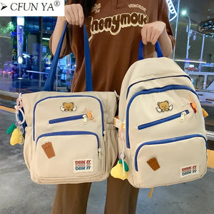 2 Pcs Teen Girls Schoolbag Shoulder Bag Large Capacity College Bookbag