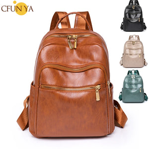 Soft Leather Backpacks Women's Shoulder Bag Casual Travel Ladies Bagpack