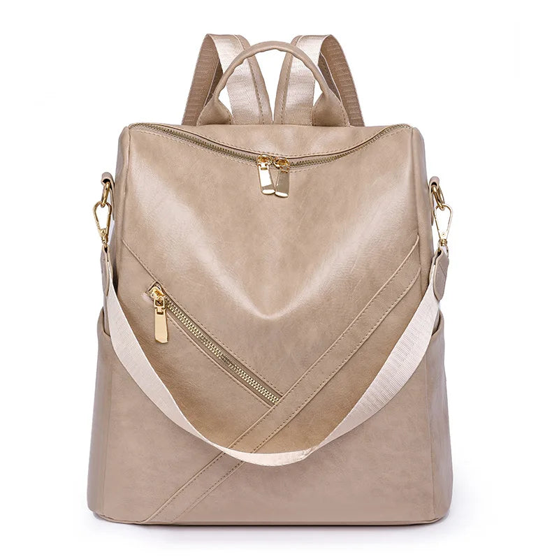 Soft Leather Backpack Woman's Bag High Capacity Travel Backpacks