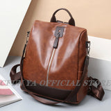 Women Soft Leather Backpack Female College School Bag