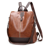 Women Soft Leather Backpack Female College School Bag