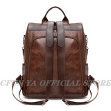 Women Soft Leather Backpack Female College School Bag