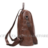 Women Soft Leather Backpack Female College School Bag