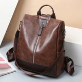 Women Soft Leather Backpack Female College School Bag