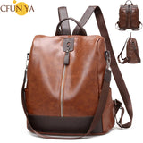 Women Soft Leather Backpack Female College School Bag