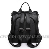 Women's Leather Backpack Anti-theft Travel Bag Girls Mochila Knapsack
