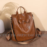 Women's Leather Backpack Anti-theft Travel Bag Girls Mochila Knapsack