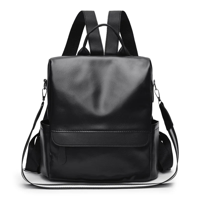 Women's PU Leather Backpack Anti-theft Schoolbag Waterproof Rucksack