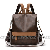 Women's PU Leather Backpack Anti-theft Schoolbag Waterproof Rucksack