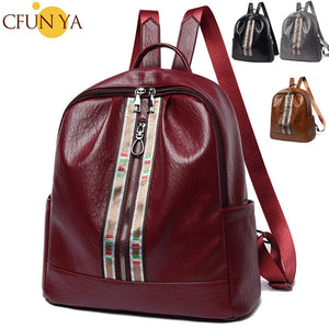 Soft Leather Travel Backpack PU Woman's Shoulder Bags Anti-Theft Bagpack