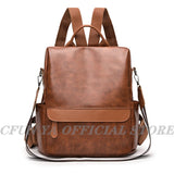 Boho Women's Backpack PU Leather Anti-Theft Travel Shoulder Bag