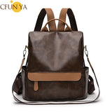 Boho Women's Backpack PU Leather Anti-Theft Travel Shoulder Bag