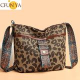 Vintage Leopard Women Shoulder Bag Teenager Girl Bucket Bag