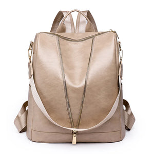 Vintage Leather Backpack for Teenage Girls School Bag