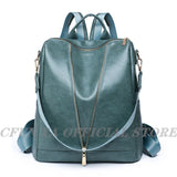 Vintage Leather Backpack for Teenage Girls School Bag